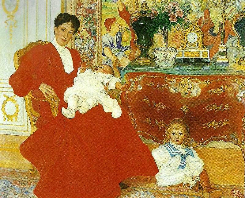 Carl Larsson portratt av fru dora lamm f upmark och hennes tva aldsta soner Norge oil painting art